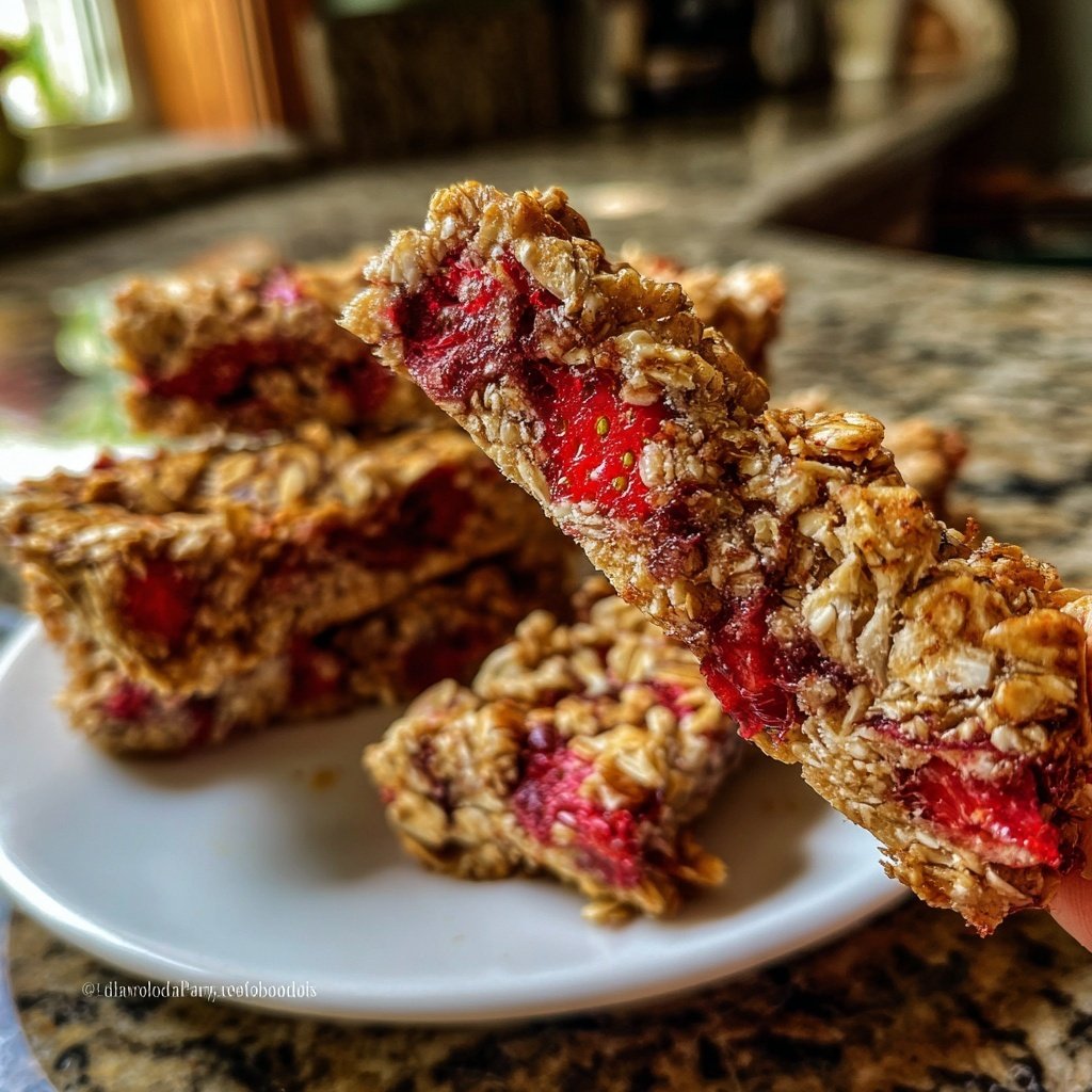 Strawberry Snack Bars with Oats