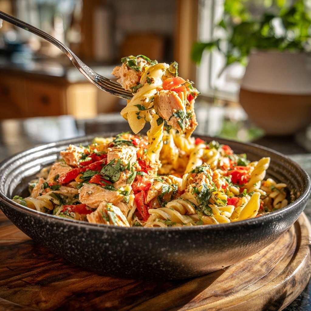 Cilantro Lime Salmon Pasta Salad