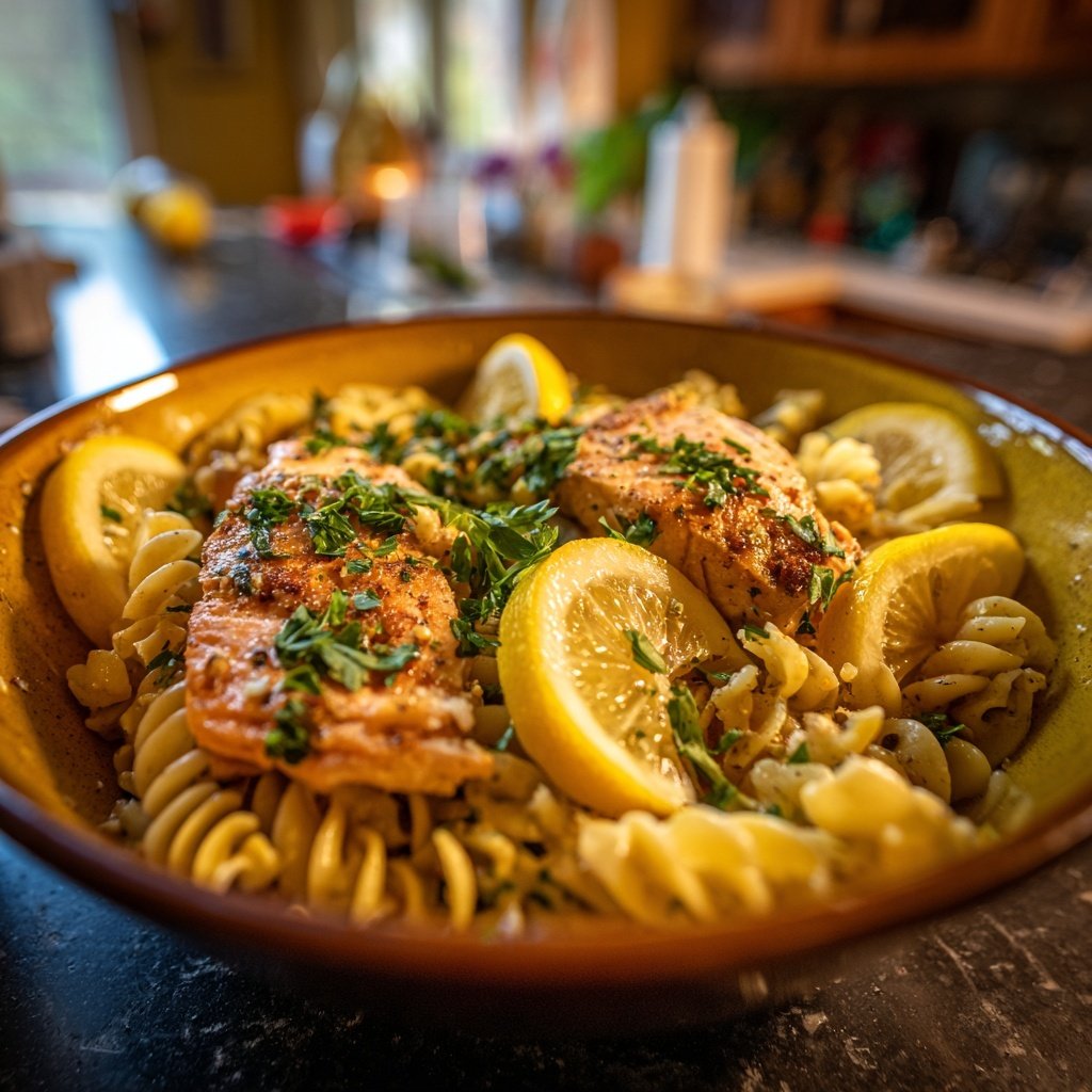 Garlic-Lemon Salmon Pasta Bowl